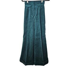 Vintage 70s Ceci XS Super Flare Emerald Green Corduory Pant Wide Leg Boho